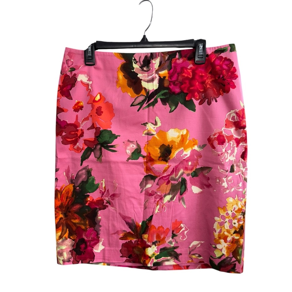 🔥3/$30🔥 Talbots Petites Pink Floral Pencil Skirt Size 12P
